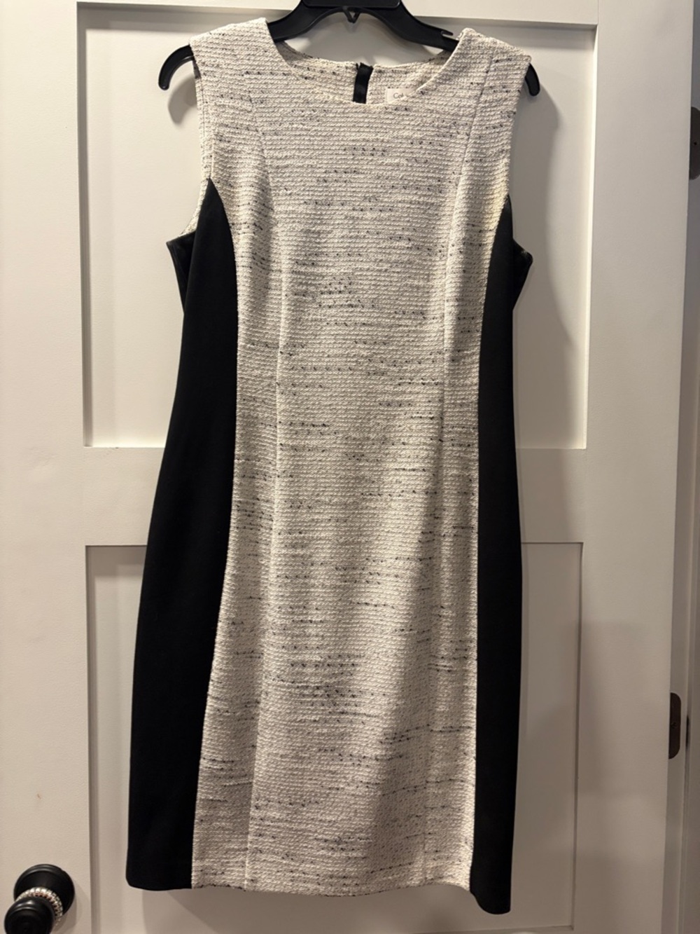 Calvin Klein Black and Cream Sleeveless Sheath Dress